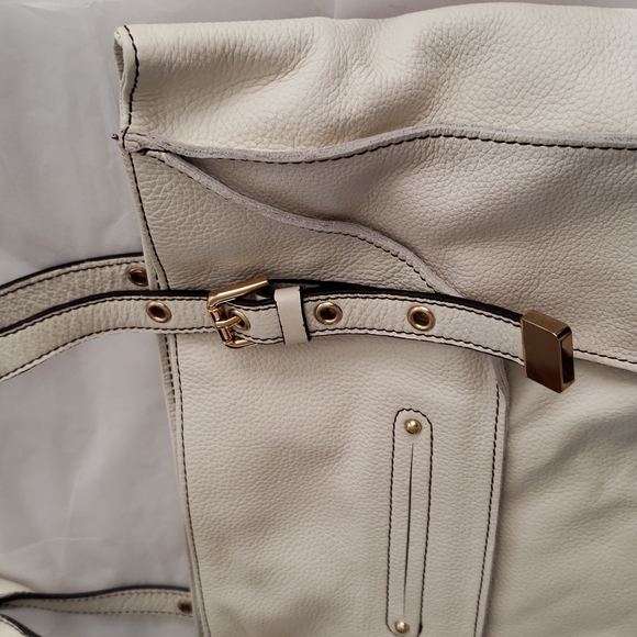 STEVEN/STEVE MADDEN New ROCKY Leather Satchel Shopper Tote WHITE Handbag Bag NWT - Picture 5 of 16